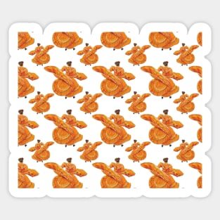 Orange Ballet Folklórico Dancers Pattern (Baile Folklórico) Sticker